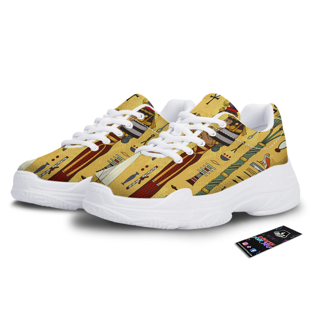 Hieroglyphs And Gods Egyptian Print White Chunky Shoes-grizzshop