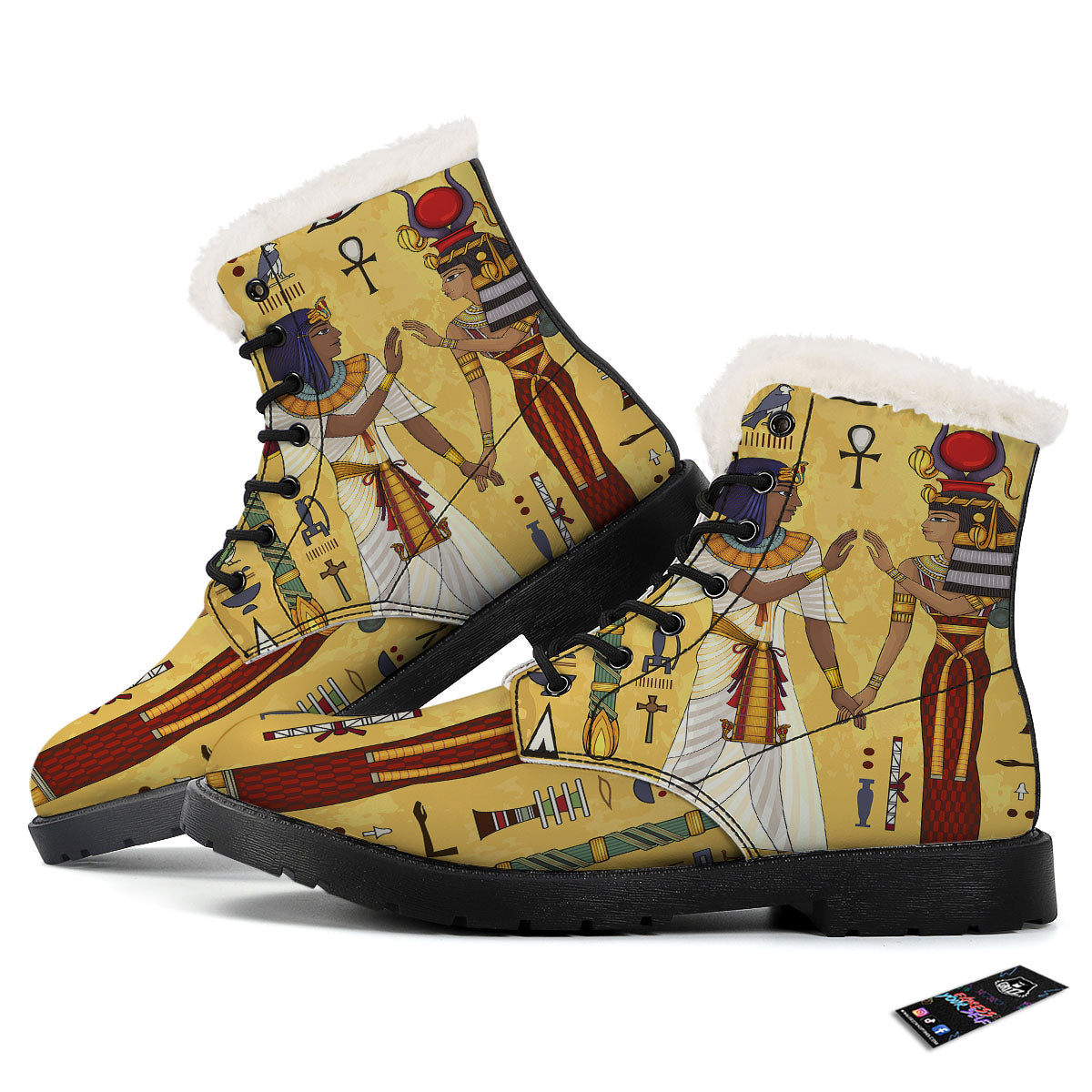Hieroglyphs And Gods Egyptian Print Winter Boots-grizzshop