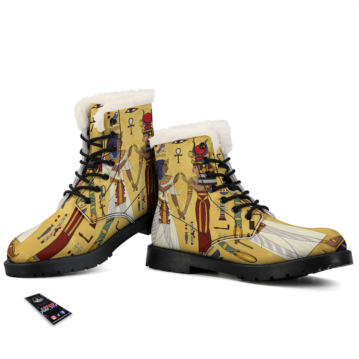 Hieroglyphs And Gods Egyptian Print Winter Boots-grizzshop