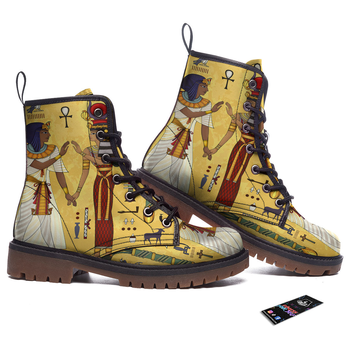 Hieroglyphs And Gods Egyptian Print Work Boots-grizzshop