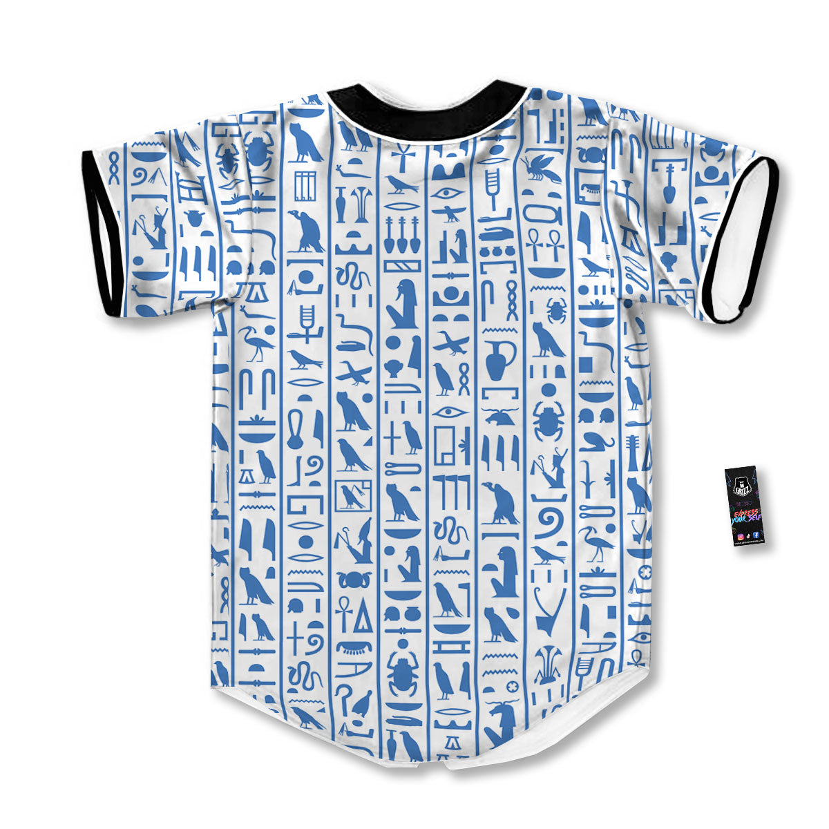 Hieroglyphs Egypt Print Pattern Baseball Jersey-grizzshop