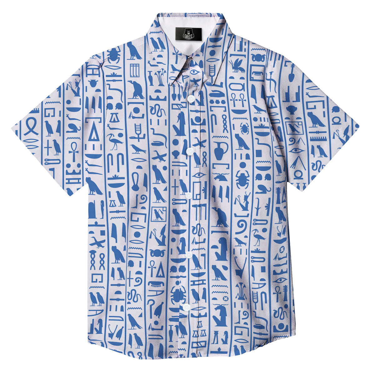 Hieroglyphs Egypt Print Pattern Button Up Shirt-grizzshop