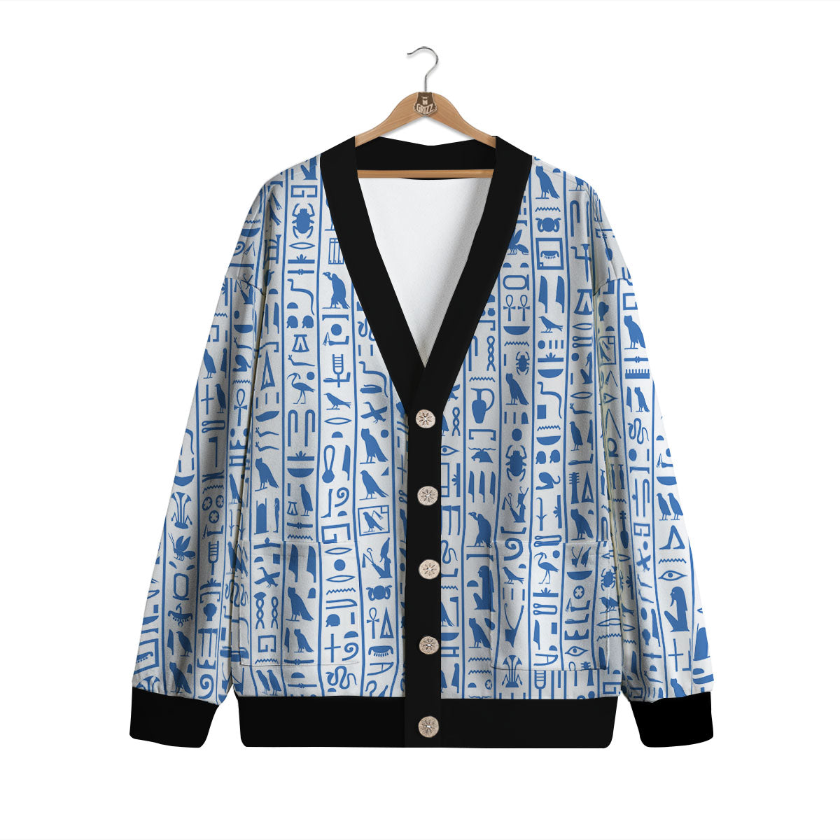 Hieroglyphs Egypt Print Pattern Cardigan-grizzshop