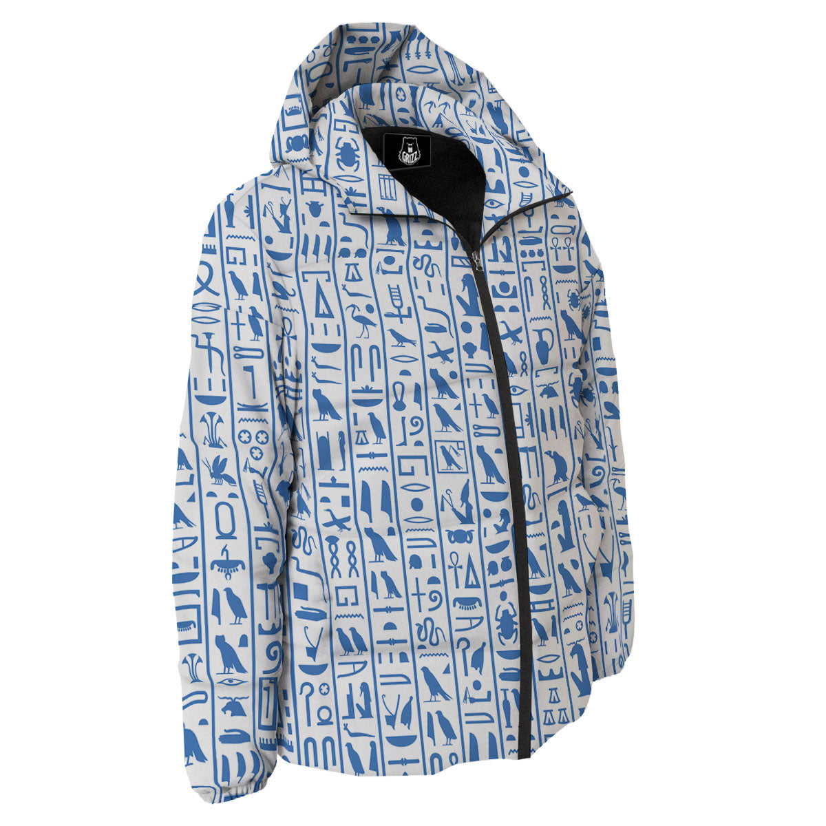 Hieroglyphs Egypt Print Pattern Down Jacket-grizzshop