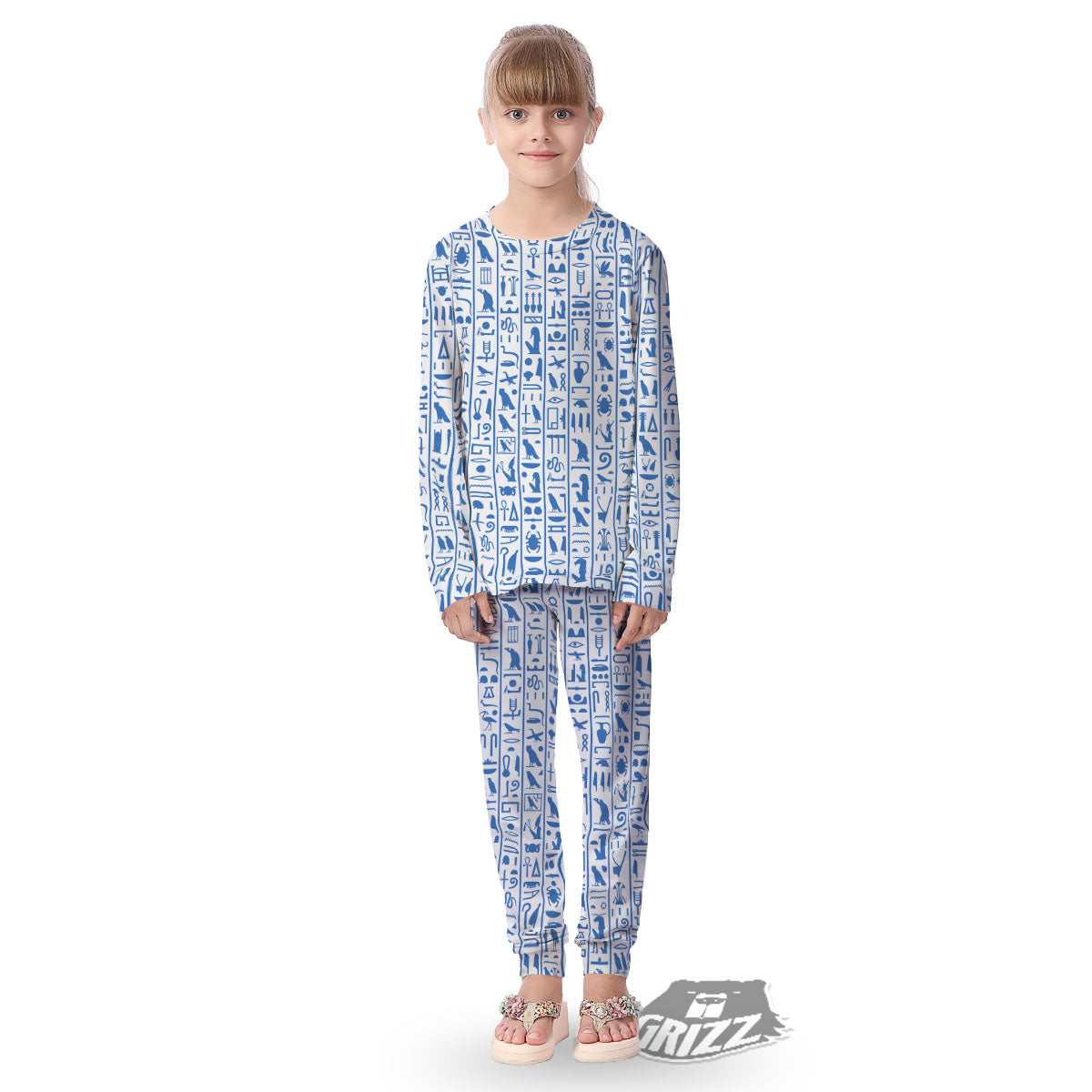 Hieroglyphs Egypt Print Pattern Kid's Pajamas-grizzshop