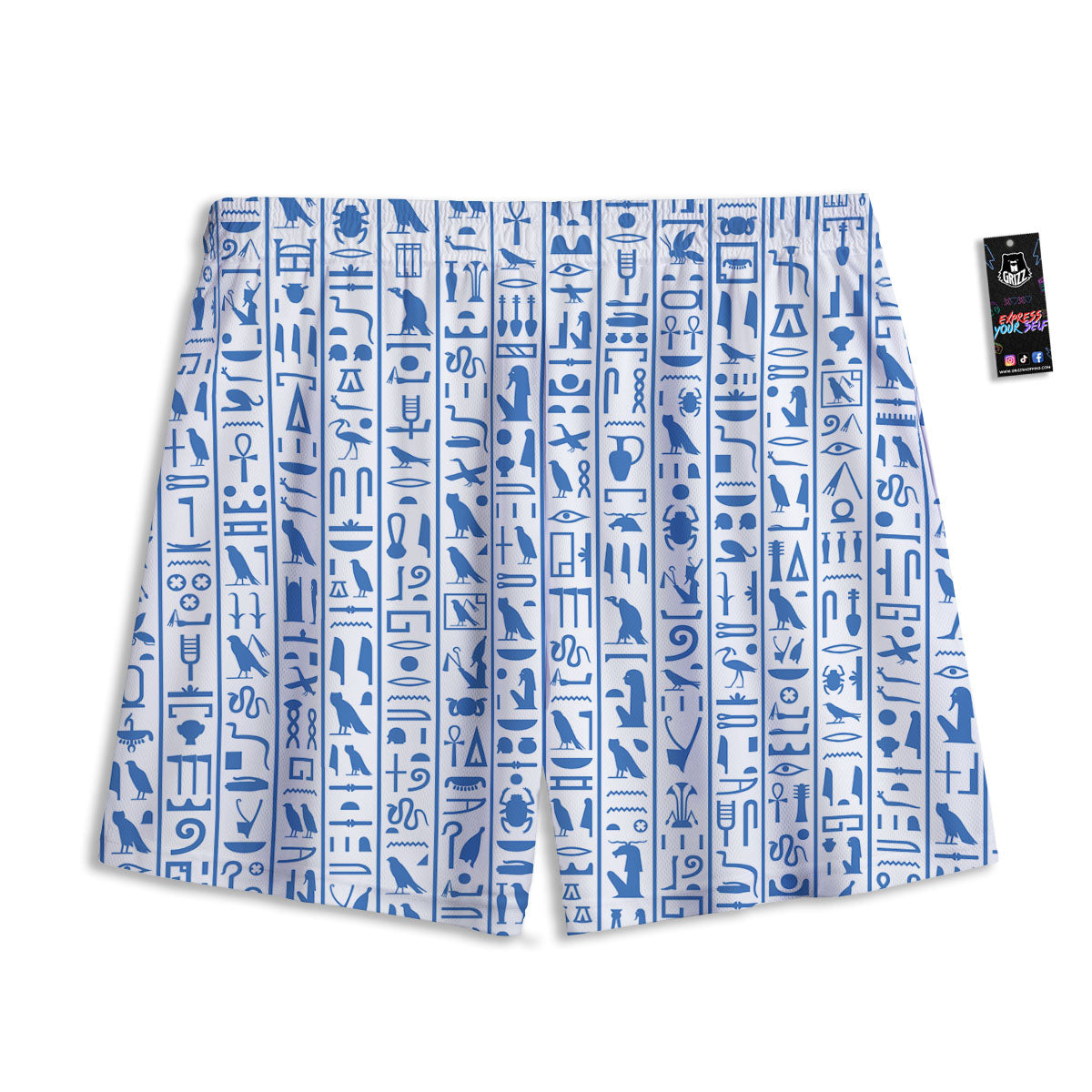 Hieroglyphs Egypt Print Pattern Mesh Shorts