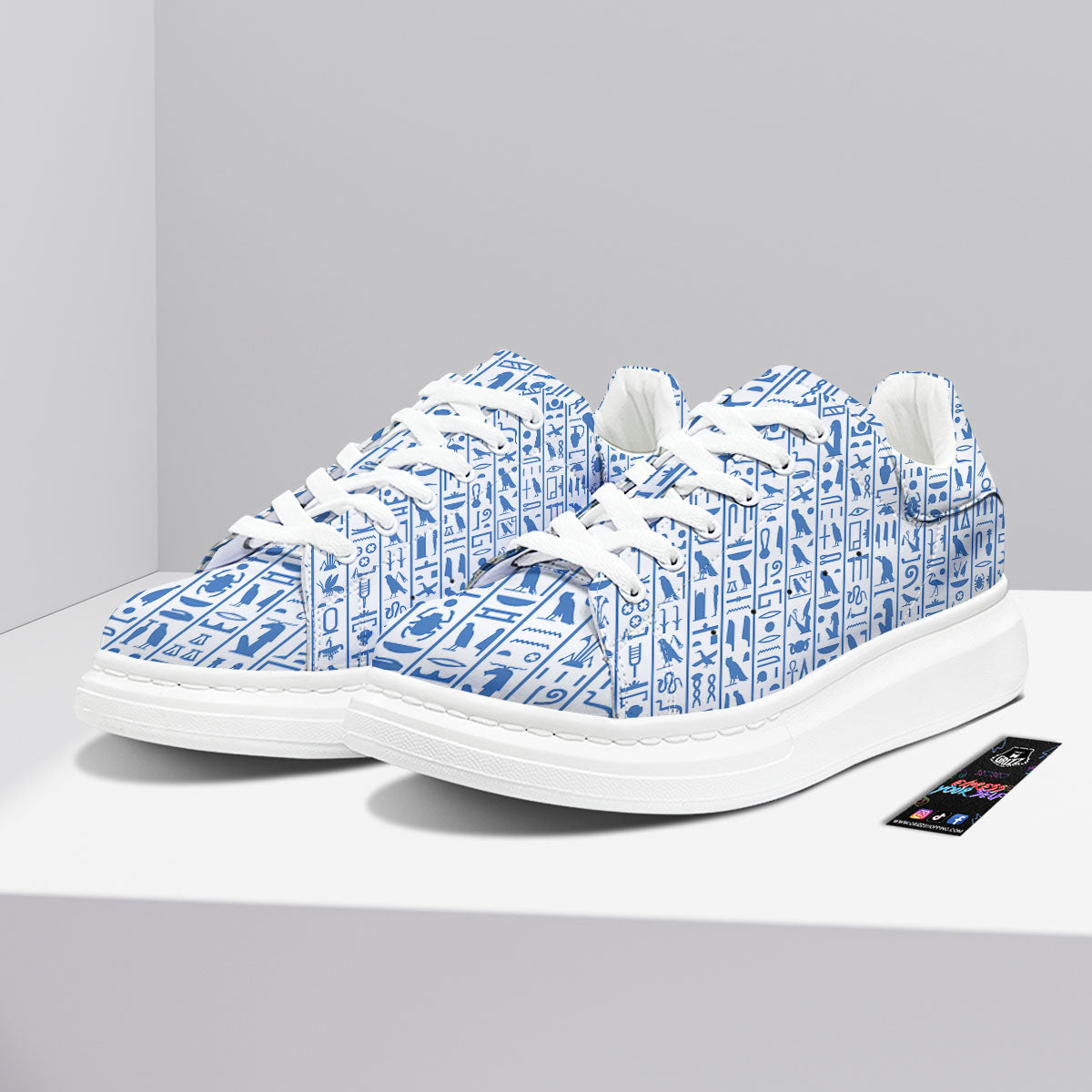 Hieroglyphs Egypt Print Pattern Platform Shoes-grizzshop
