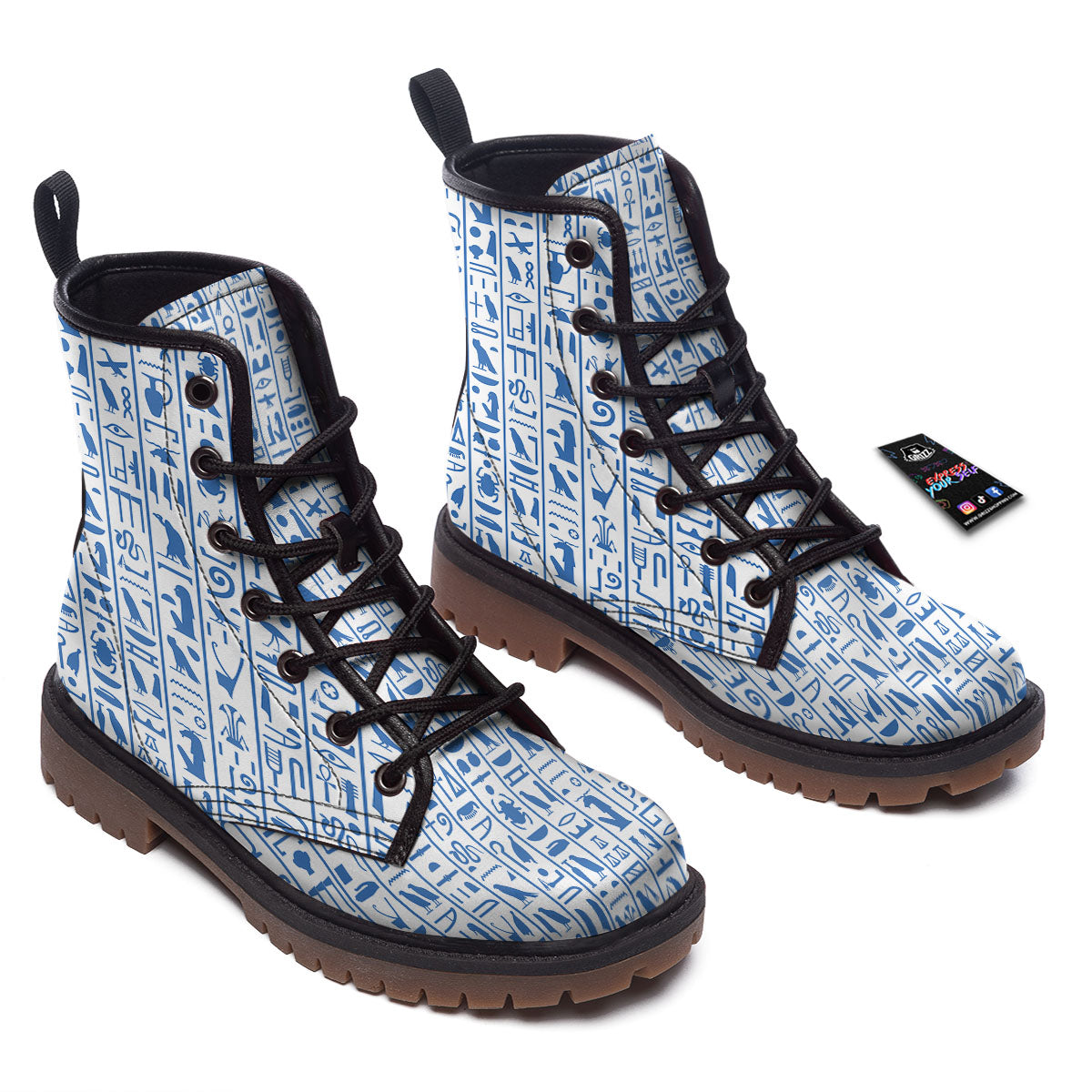 Hieroglyphs Egypt Print Pattern Work Boots-grizzshop