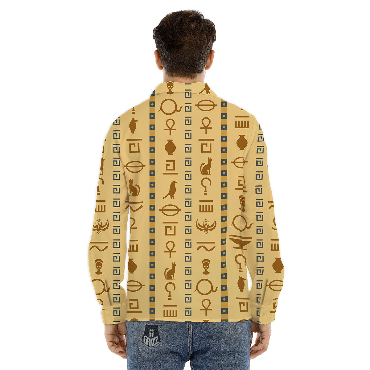 Hieroglyphs Egyptian Print Men's Dress Shirts-grizzshop