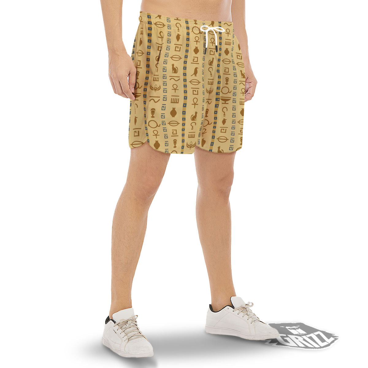 Hieroglyphs Egyptian Print Men's Gym Shorts-grizzshop