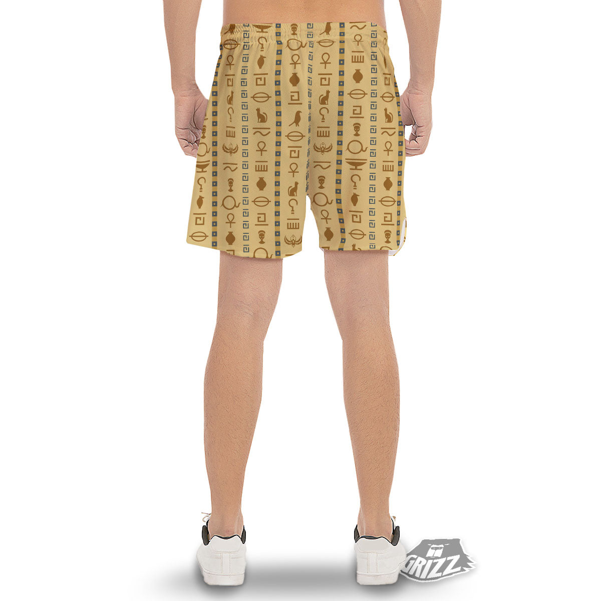 Hieroglyphs Egyptian Print Men's Gym Shorts-grizzshop