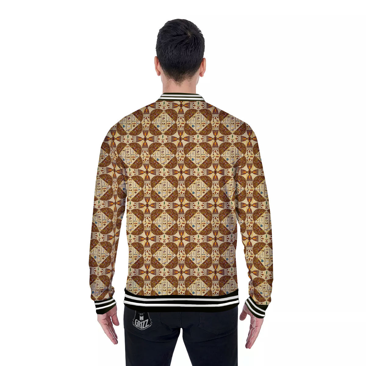 Hieroglyphs Egyptian Print Pattern Baseball Jacket-grizzshop