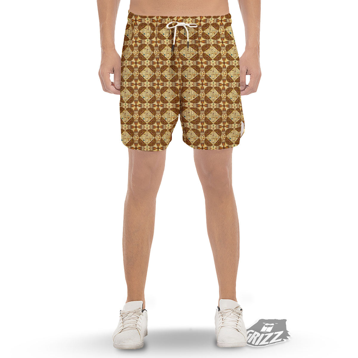 Hieroglyphs Egyptian Print Pattern Men's Gym Shorts-grizzshop