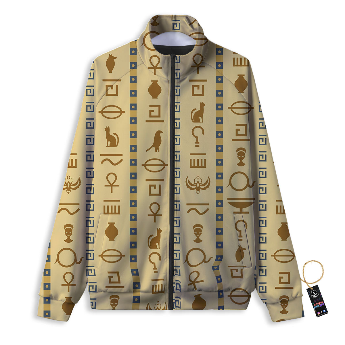 Hieroglyphs Egyptian Print Track Jacket-grizzshop