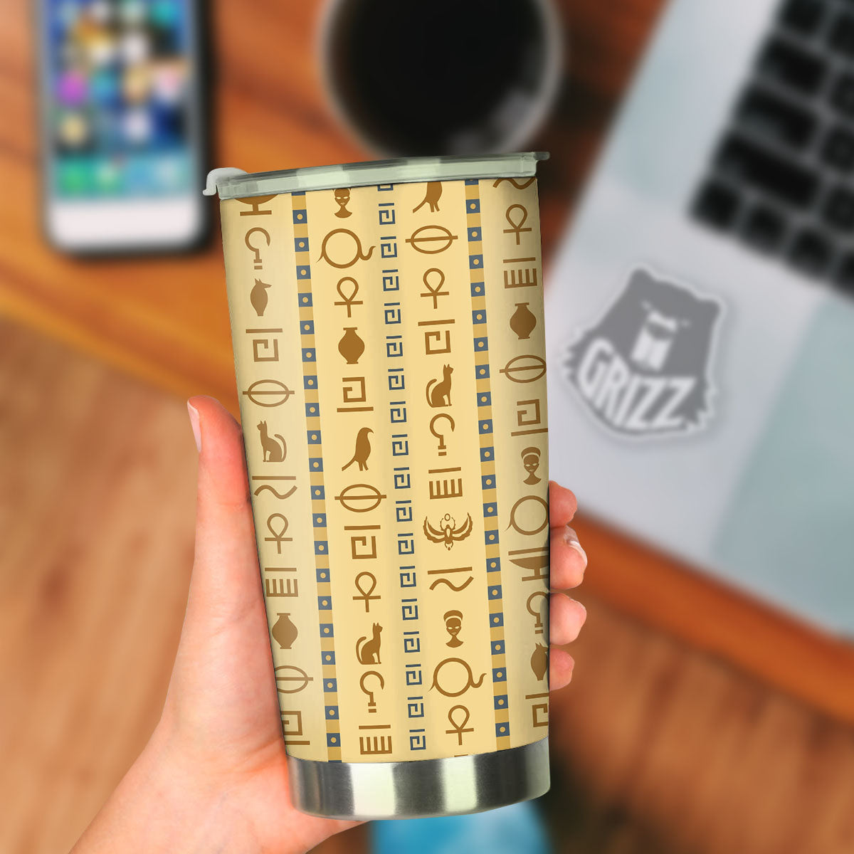 Hieroglyphs Egyptian Print Tumbler-grizzshop