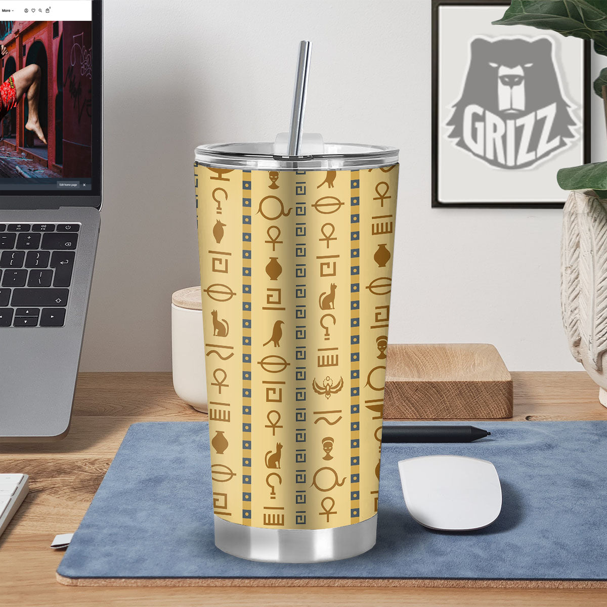 Hieroglyphs Egyptian Print Tumbler-grizzshop