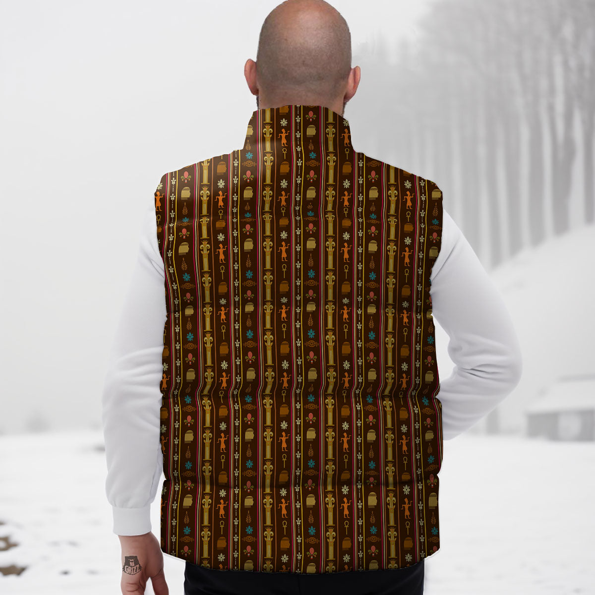 Hieroglyphs Symbol Egyptian Print Down Vest