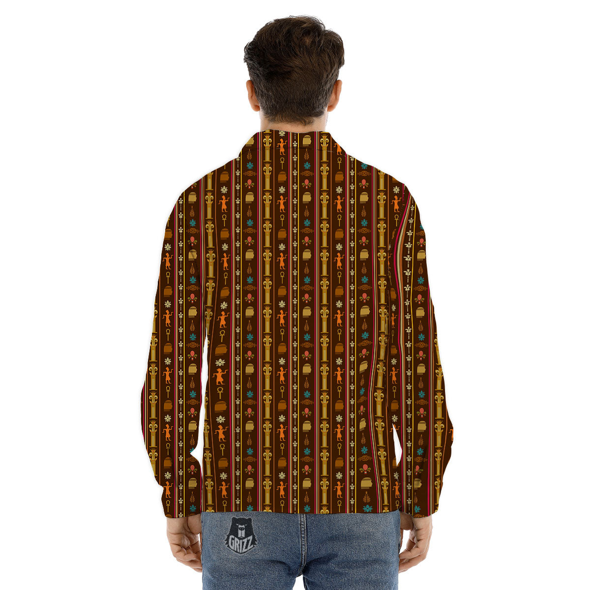 Hieroglyphs Symbol Egyptian Print Men's Dress Shirts-grizzshop