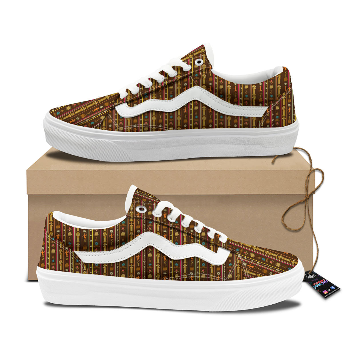 Hieroglyphs Symbol Egyptian Print Skate Shoes-grizzshop