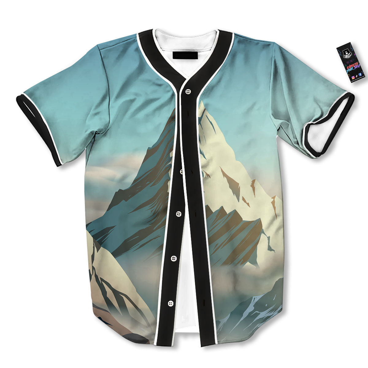 High Mountain Print Baseball Jersey-grizzshop