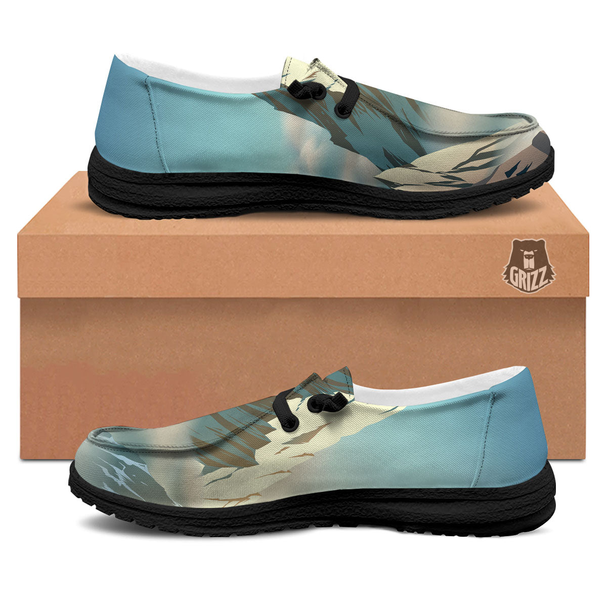 High Mountain Print Black Loafers-grizzshop