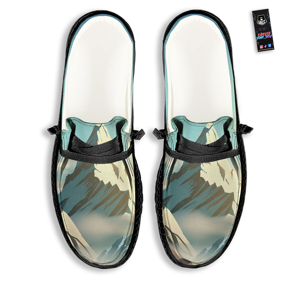 High Mountain Print Black Loafers-grizzshop