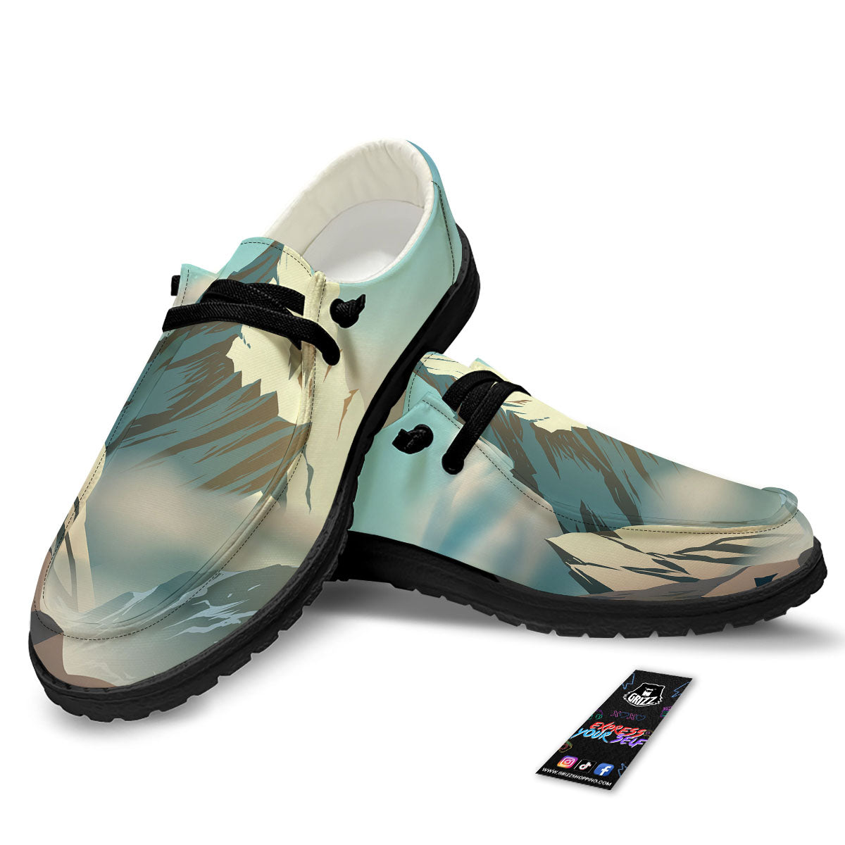 High Mountain Print Black Loafers-grizzshop