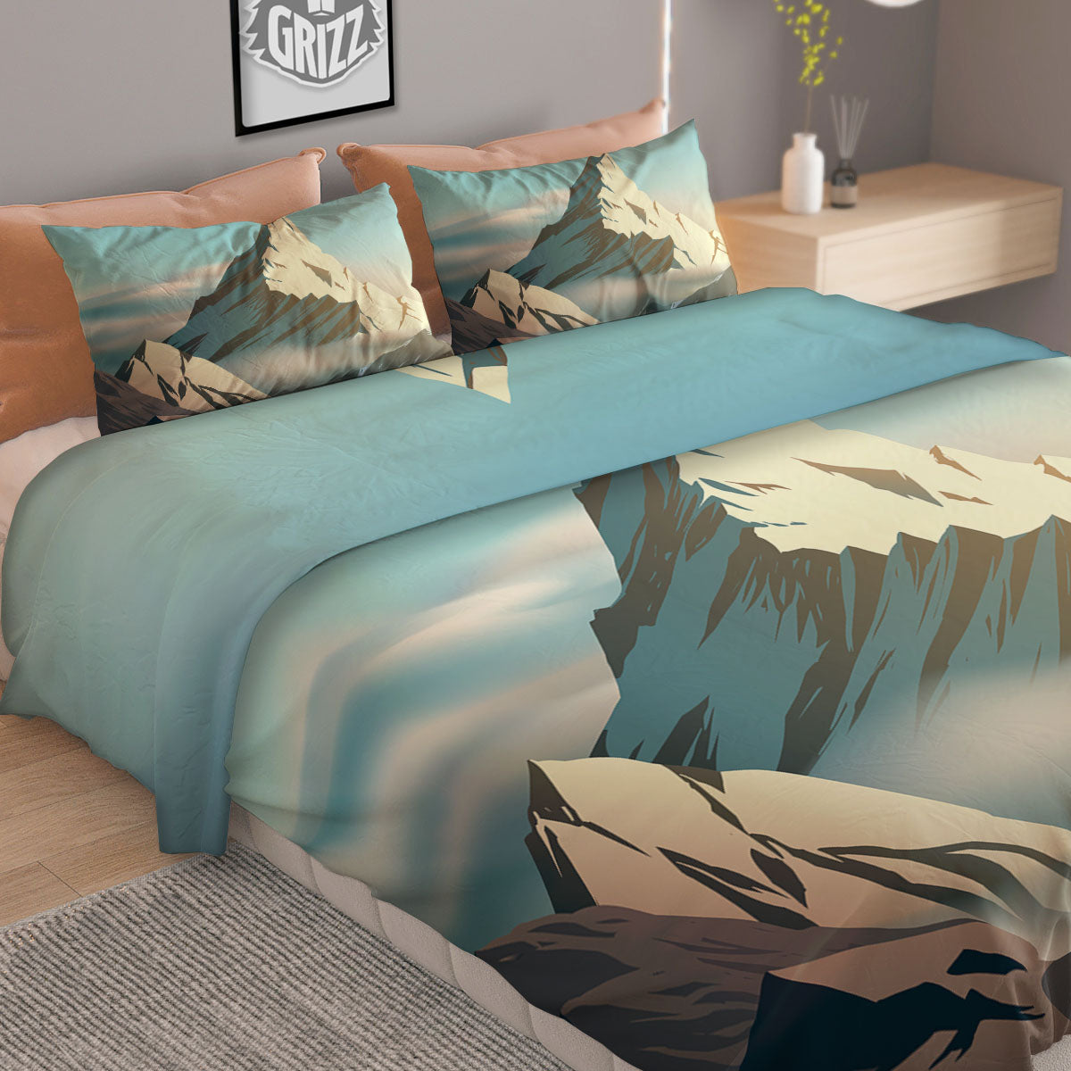 High Mountain Print Duvet Cover Bedding Set