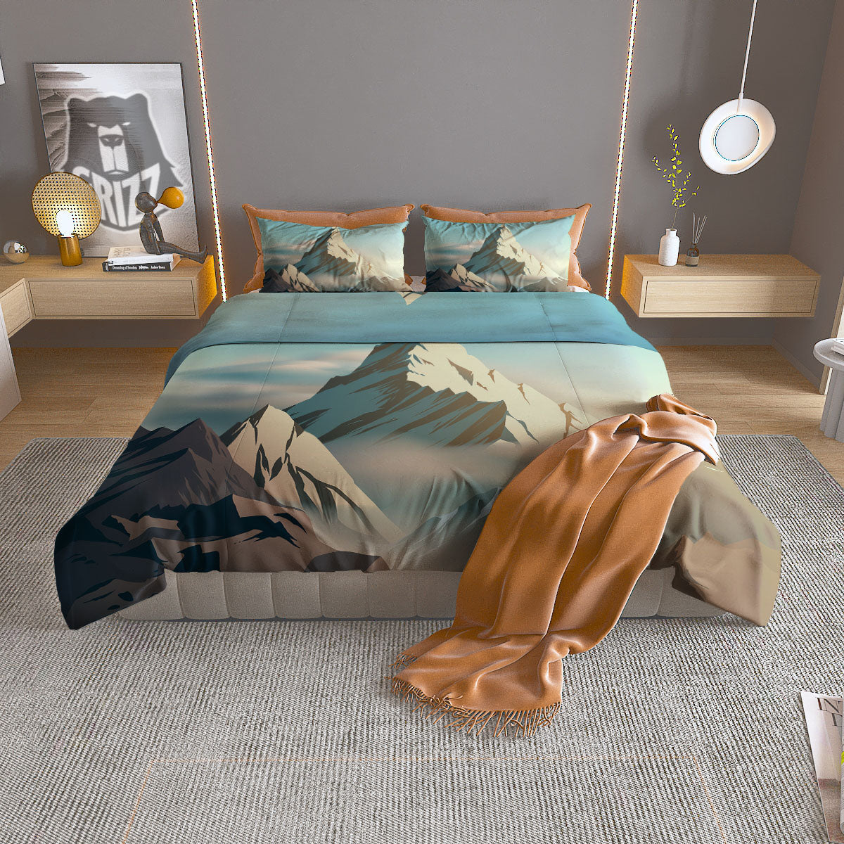 High Mountain Print Duvet Cover Bedding Set