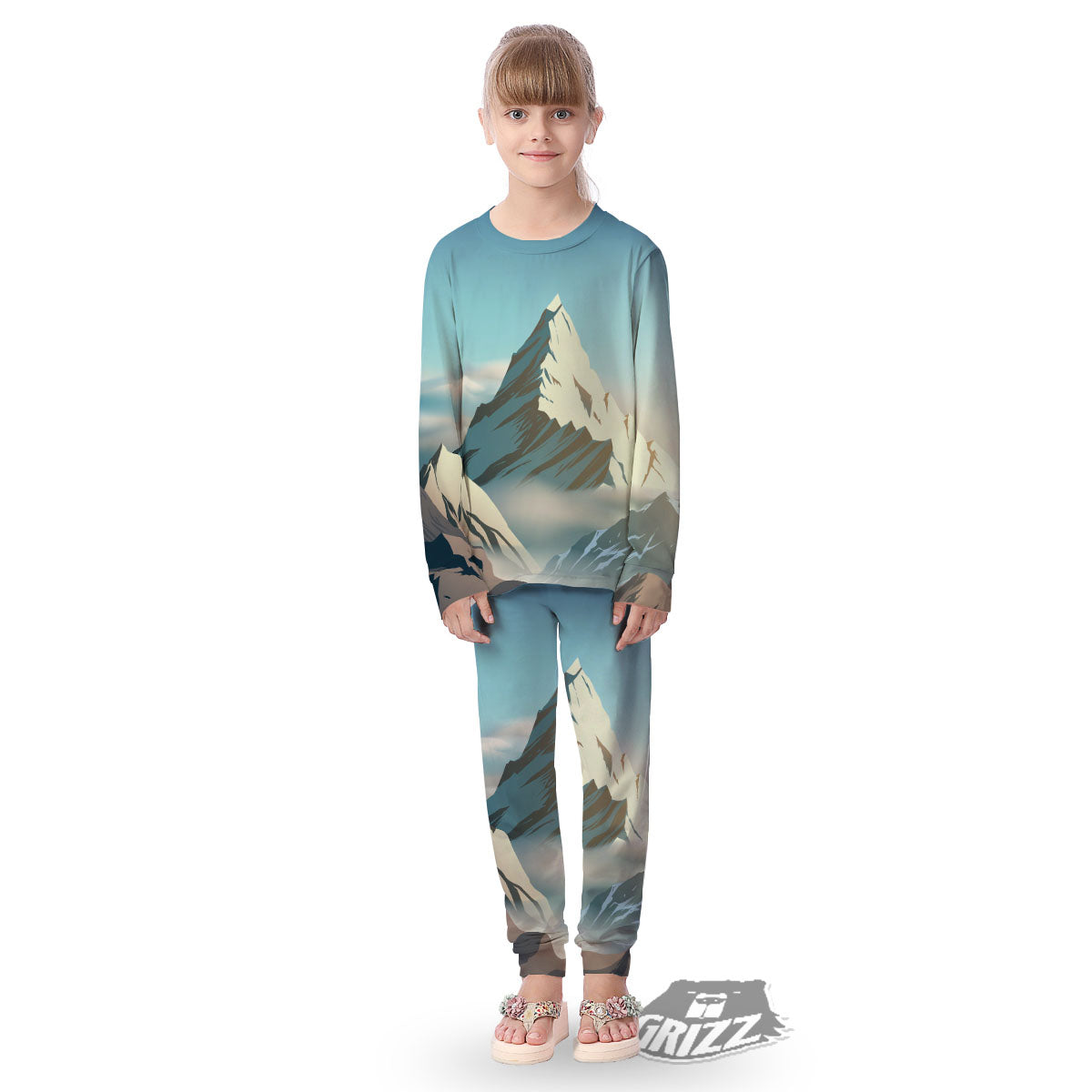 High Mountain Print Kid's Pajamas-grizzshop