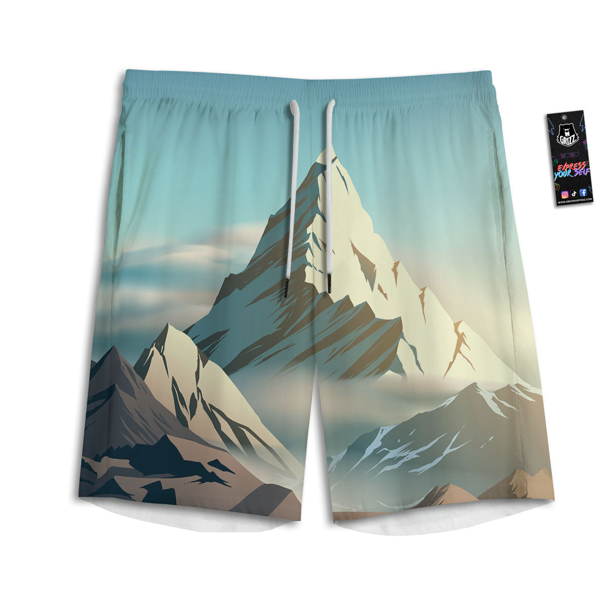 High Mountain Print Men's Athletic Shorts