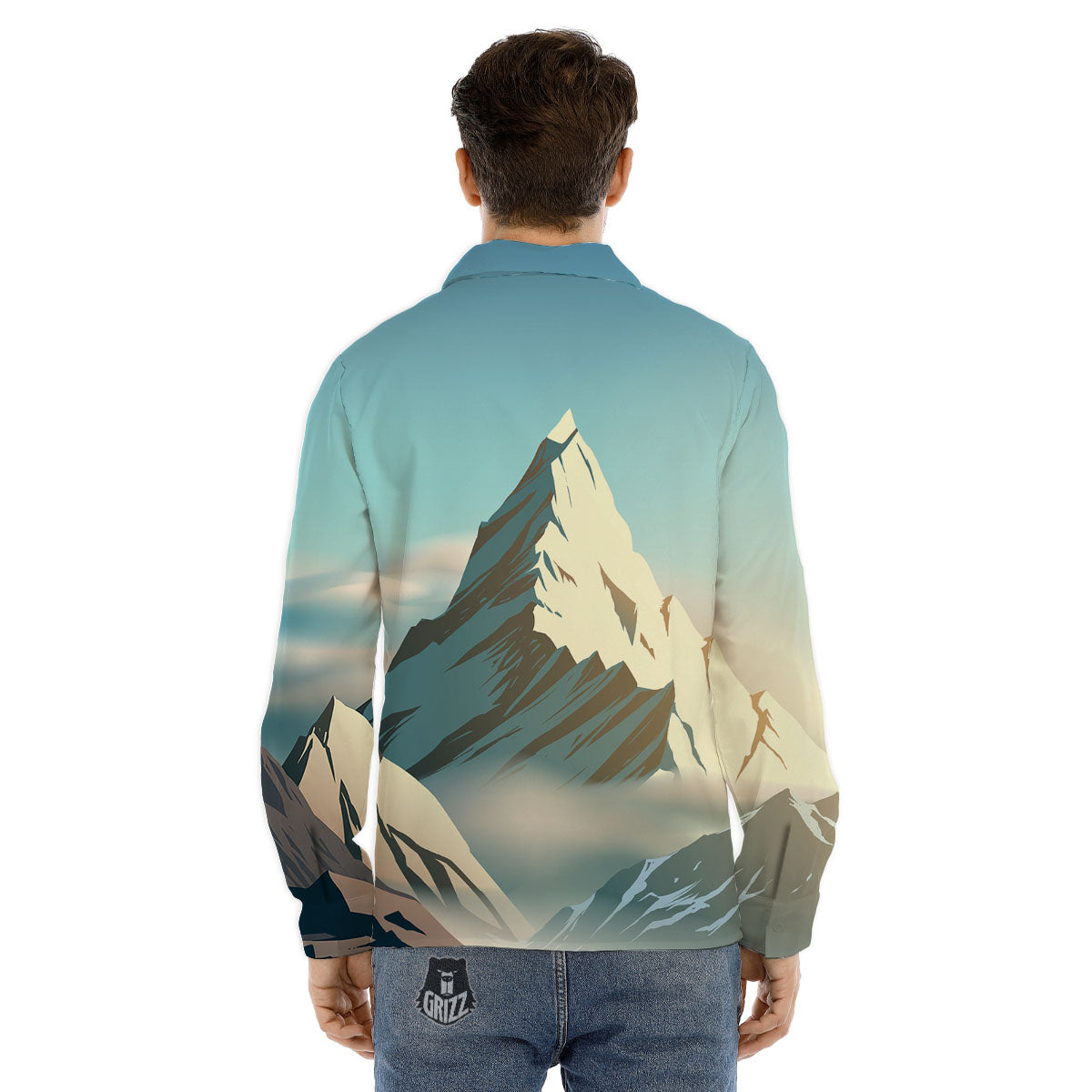 High Mountain Print Men's Dress Shirts-grizzshop