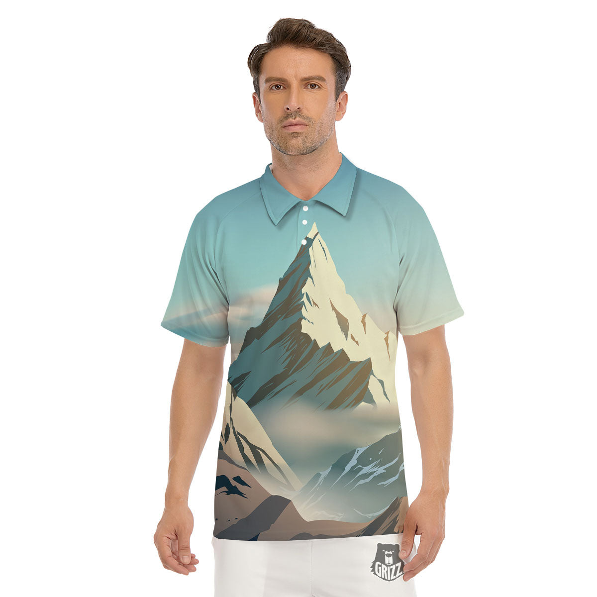 High Mountain Print Men's Golf Shirts-grizzshop