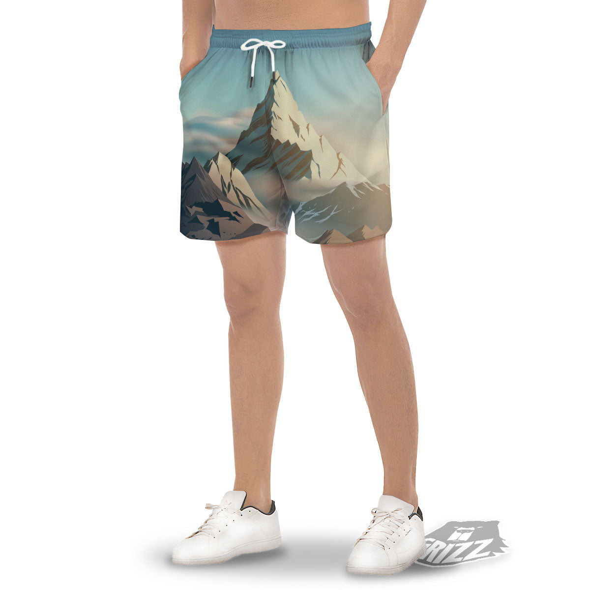 High Mountain Print Men's Gym Shorts-grizzshop