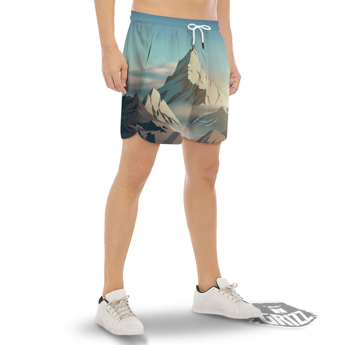 High Mountain Print Men's Gym Shorts-grizzshop