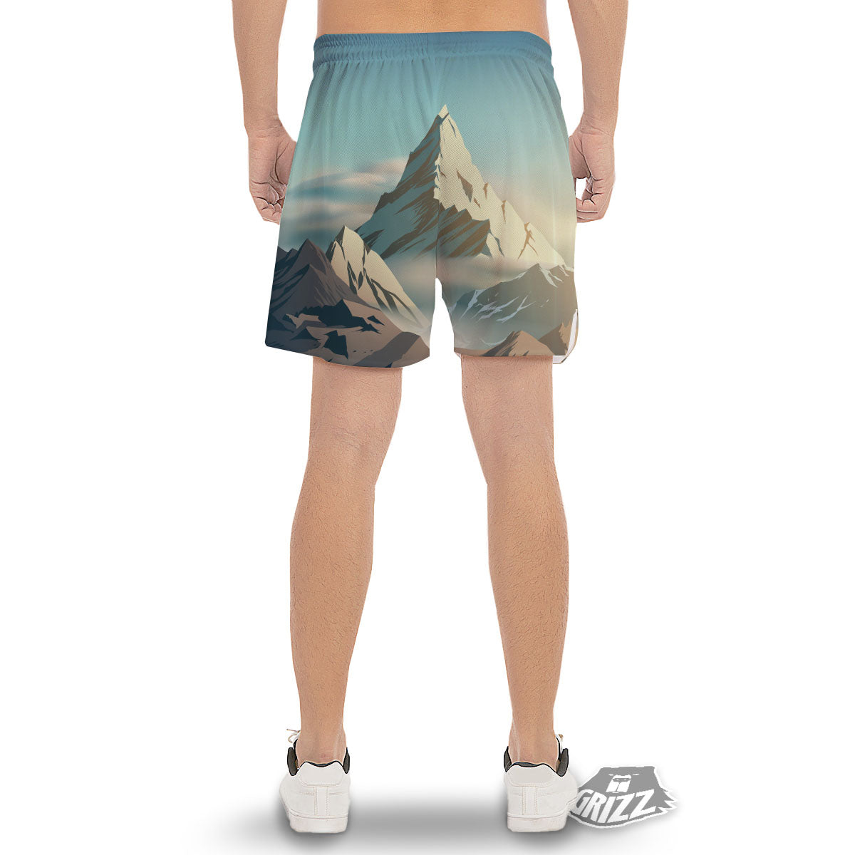 High Mountain Print Men's Gym Shorts-grizzshop