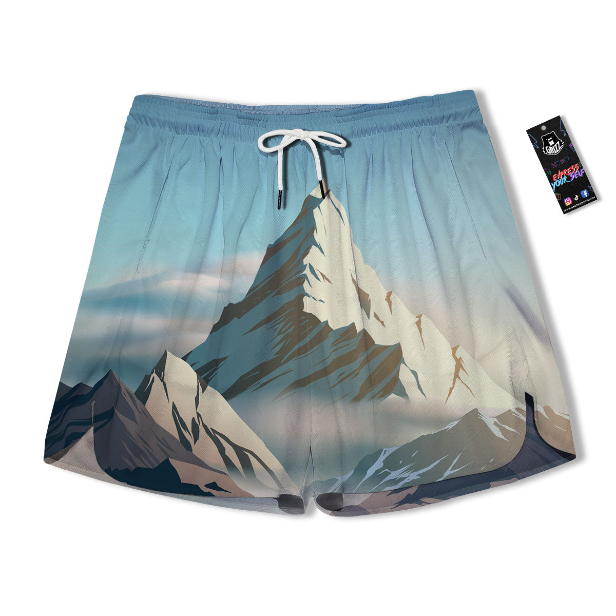 High Mountain Print Men's Running Shorts-grizzshop