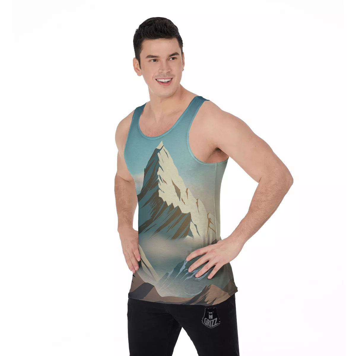 High Mountain Print Men's Tank Top-grizzshop