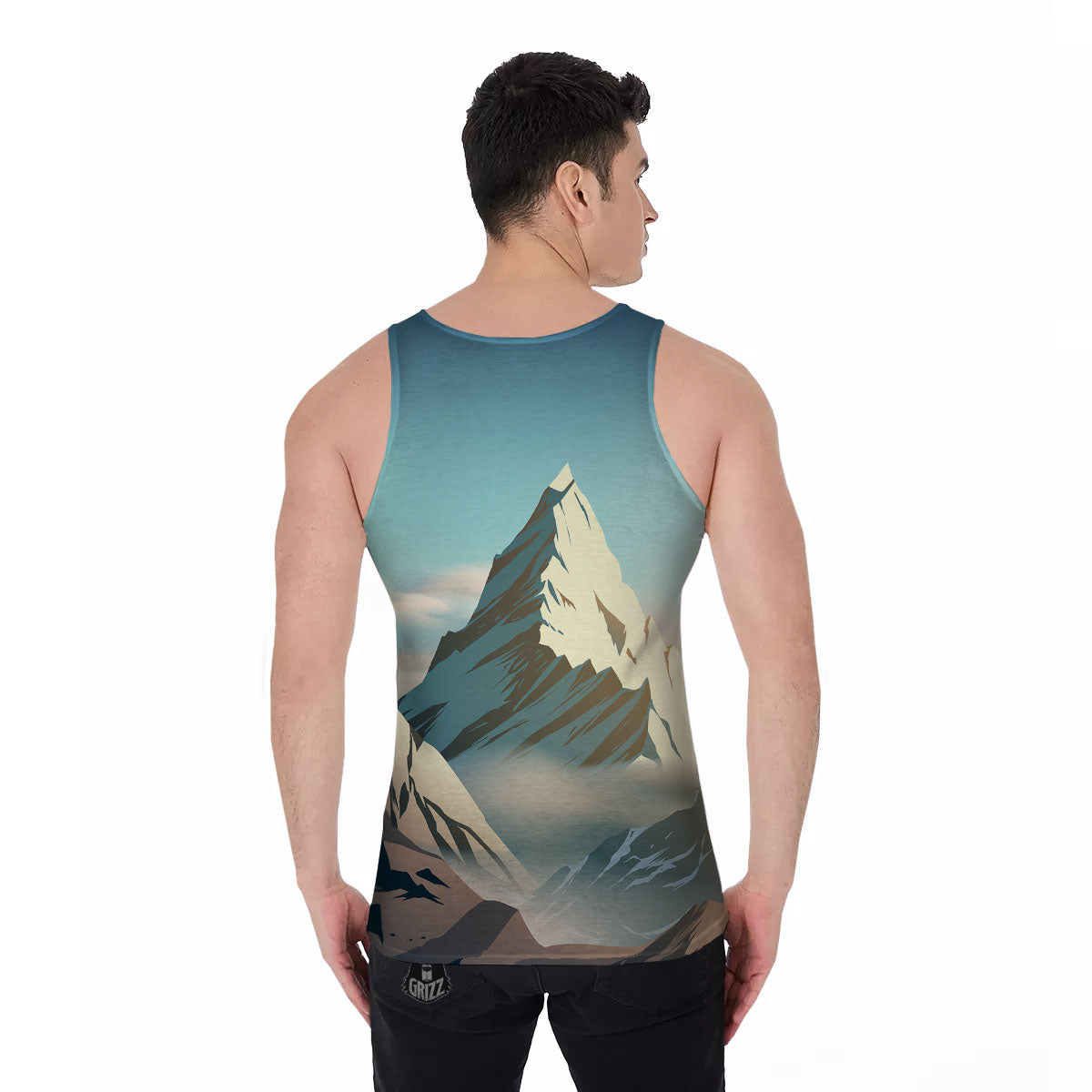 High Mountain Print Men's Tank Top-grizzshop