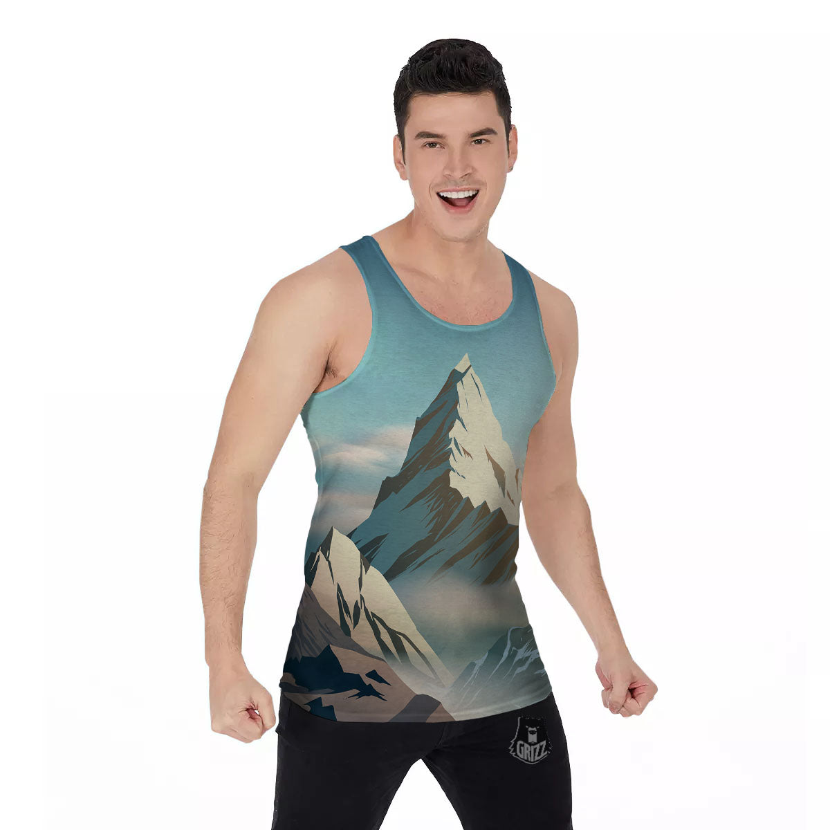 High Mountain Print Men's Tank Top-grizzshop