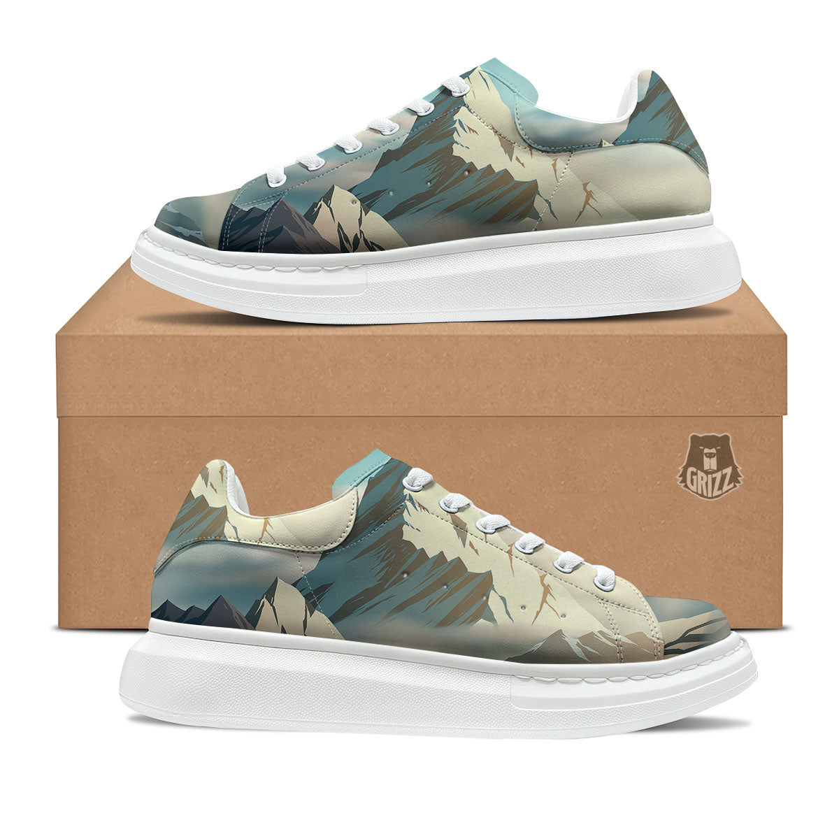 High Mountain Print Platform Shoes-grizzshop