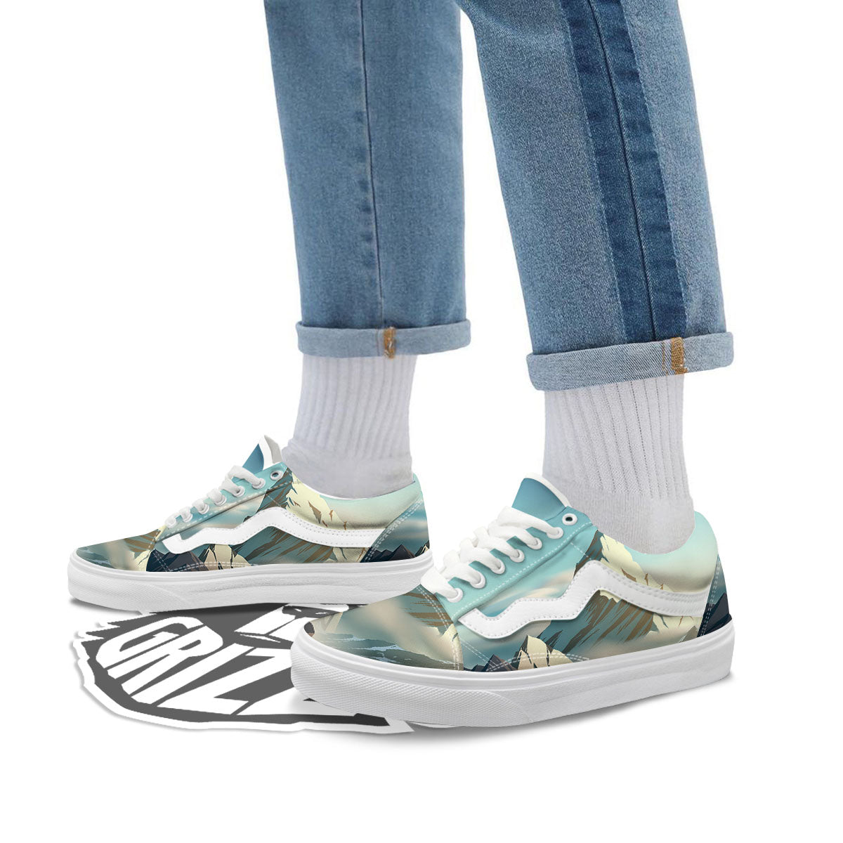 High Mountain Print Skate Shoes-grizzshop