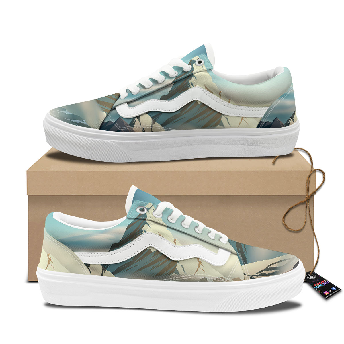 High Mountain Print Skate Shoes-grizzshop
