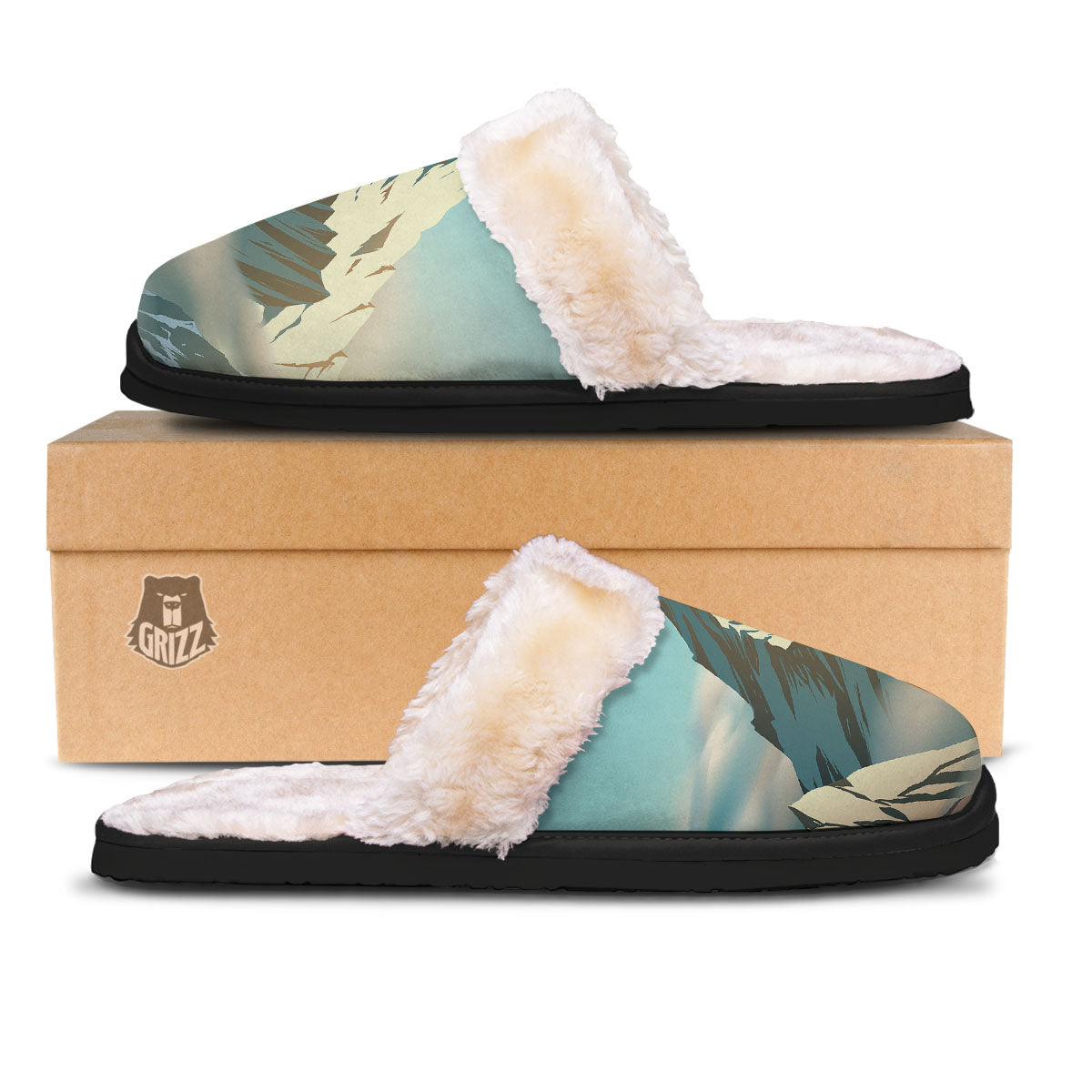 High Mountain Print Slippers-grizzshop