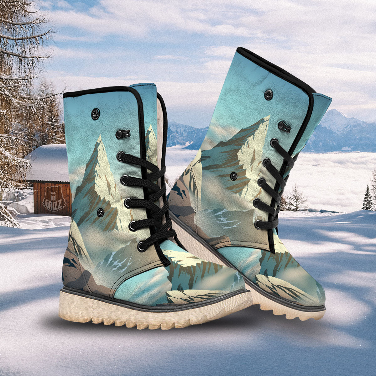 High Mountain Print Snow Boots-grizzshop