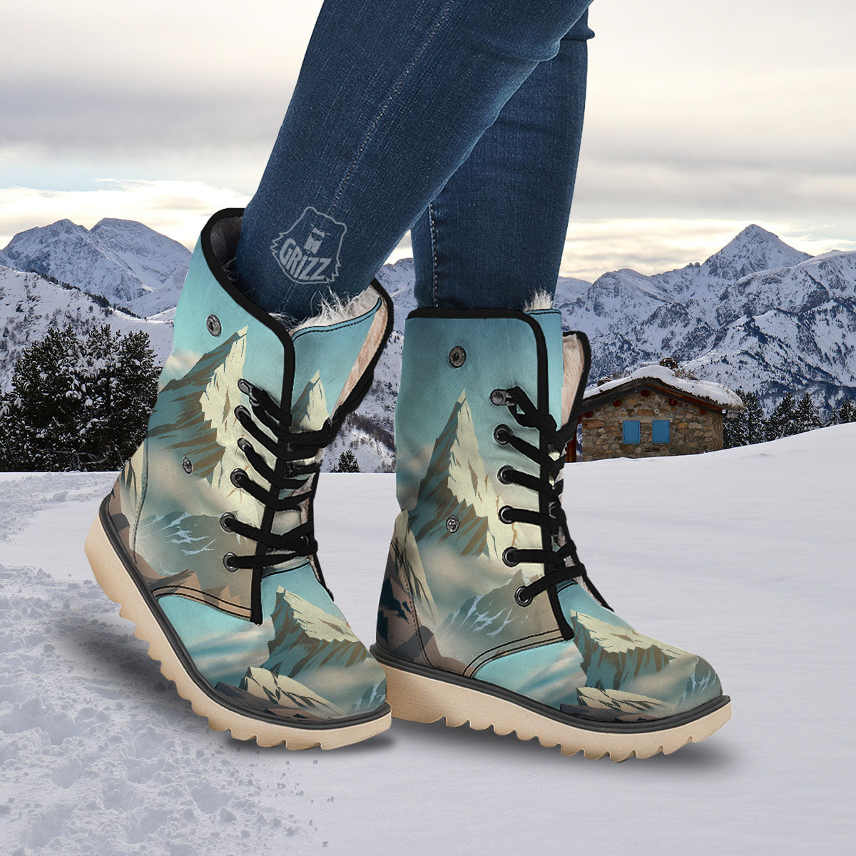 High Mountain Print Snow Boots-grizzshop