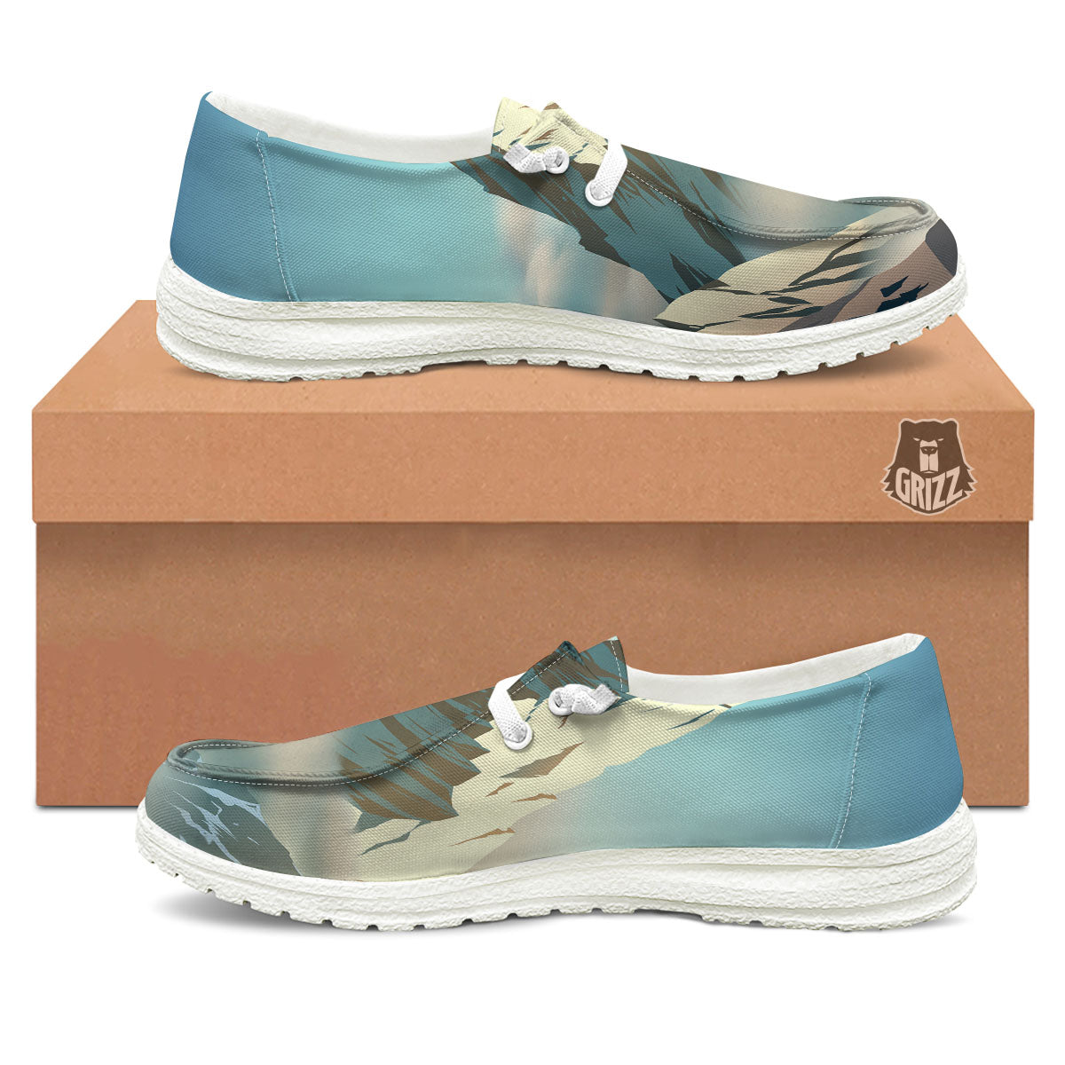 High Mountain Print White Loafers-grizzshop