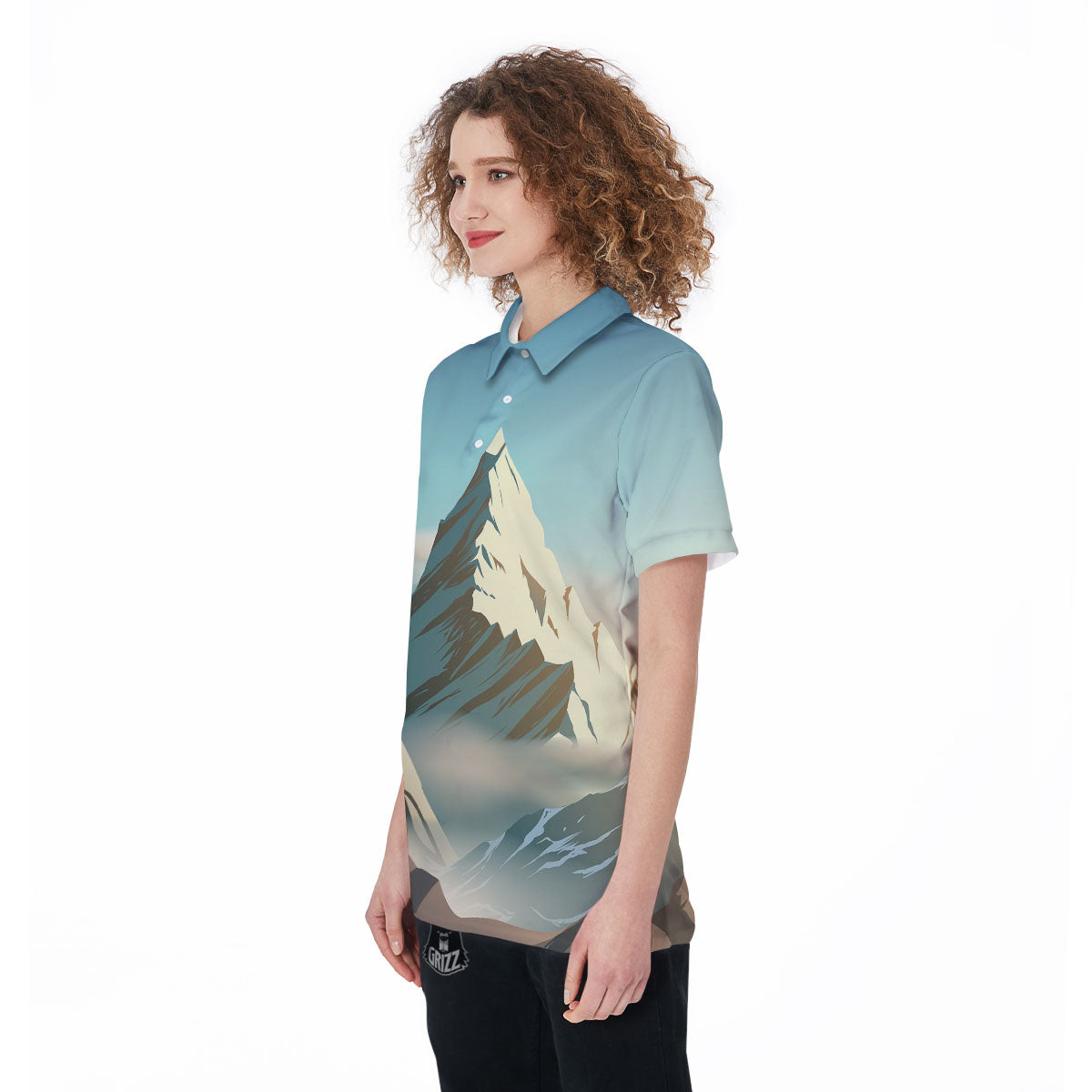 High Mountain Print Women's Golf Shirts-grizzshop