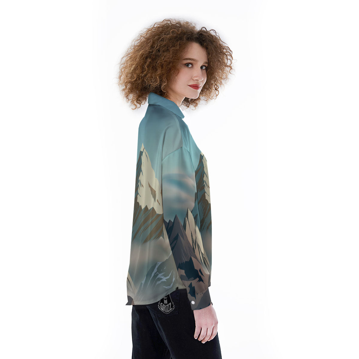 High Mountain Print Women's Long Sleeve Shirts-grizzshop