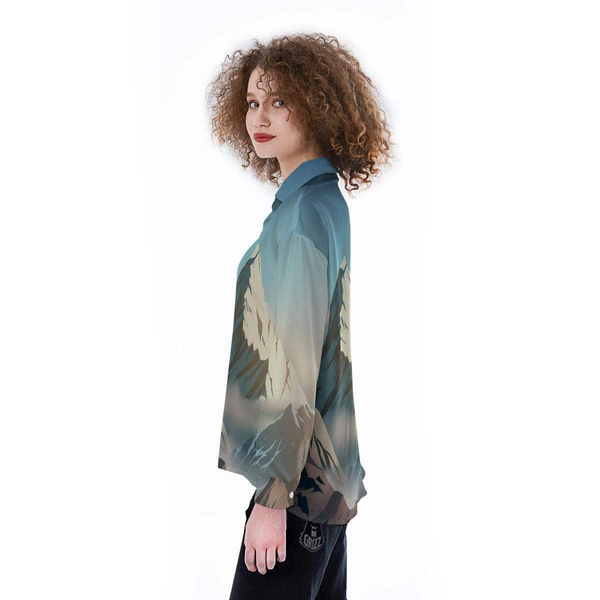 High Mountain Print Women's Long Sleeve Shirts-grizzshop